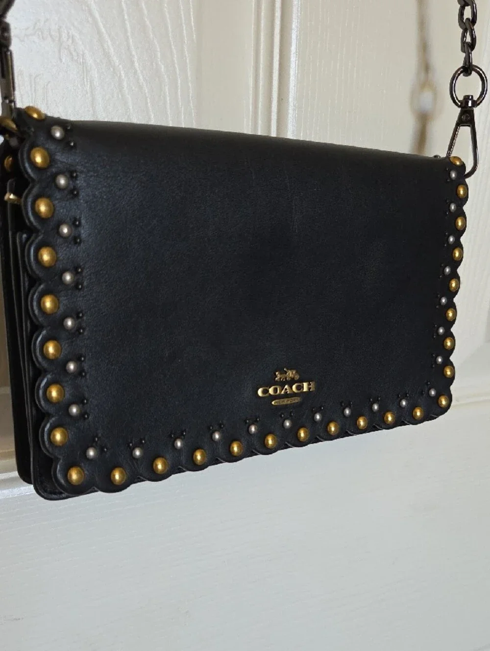 Coach Hayden Foldover Crossbody Clutch with Scallop Rivets Studs - Picture 3 of 13